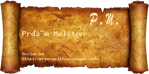 Prém Meliton névjegykártya